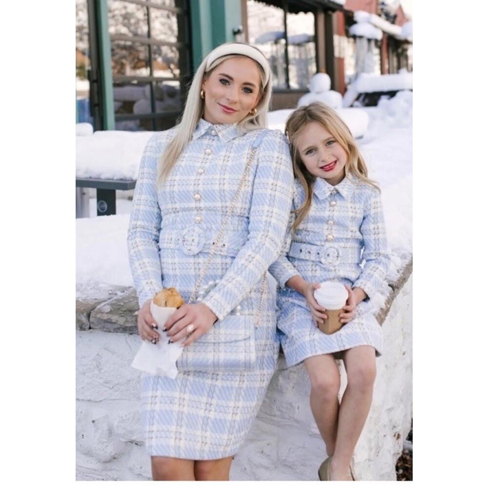 NEW Ivy City Co MyKayla Dress L Retro Tweed Pearl Button Classic Preppy Y2k - Picture 2 of 16